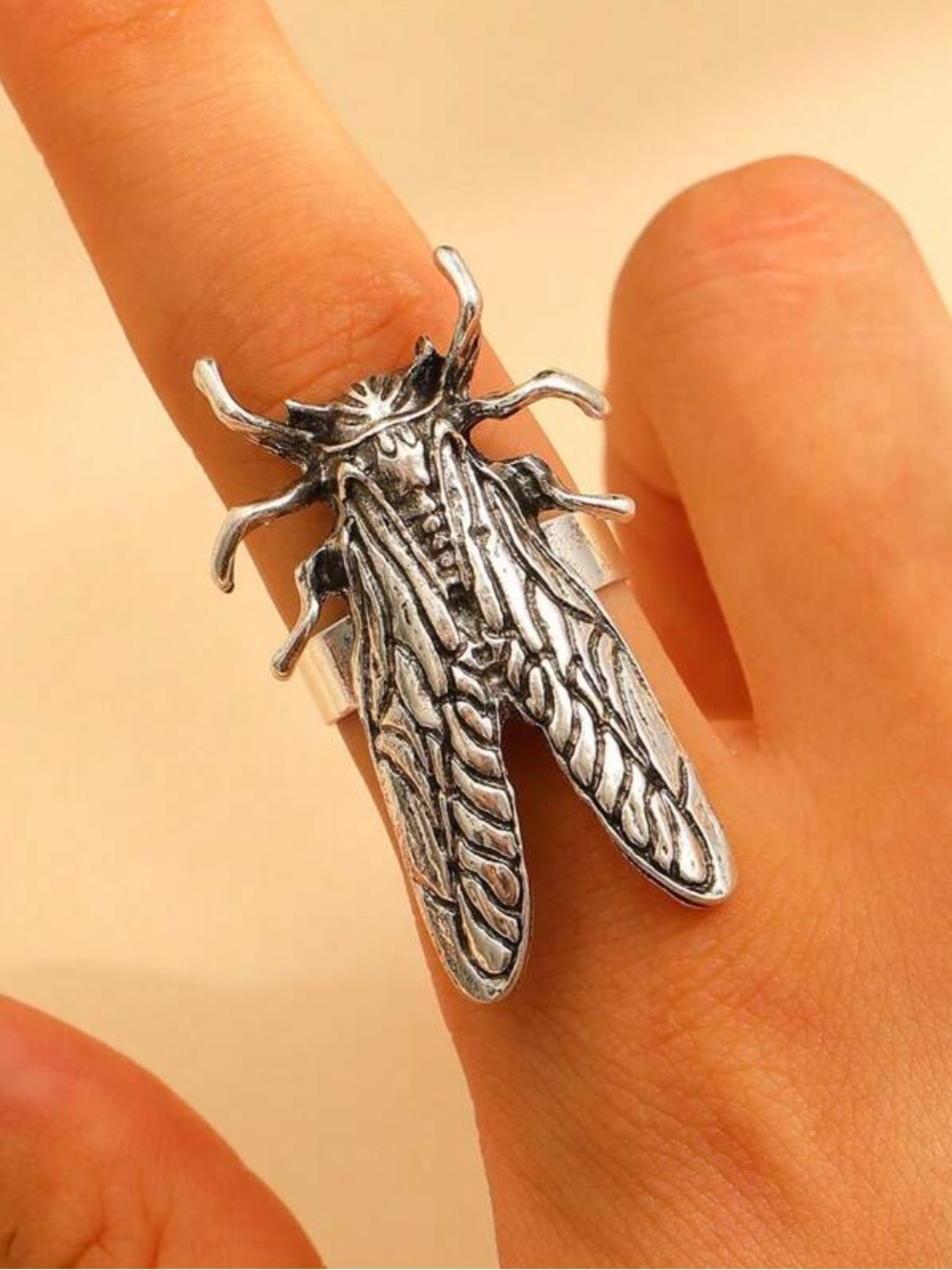 Silver Cicada Ring
